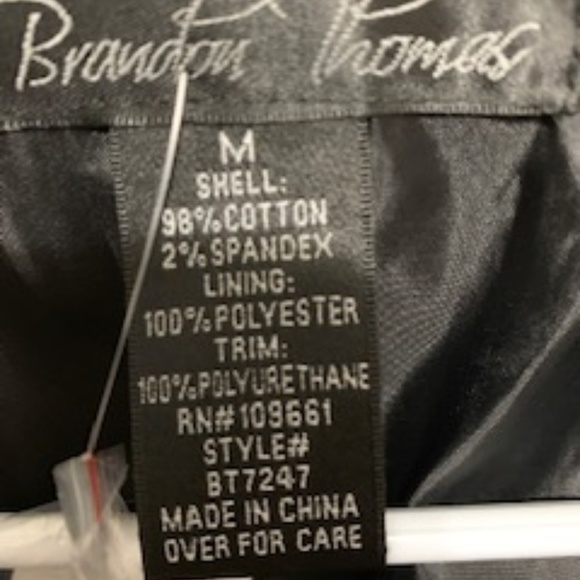 Brandon Thomas Blk Velvet Faux-Leather-Trim Blazer - Picture 6 of 7